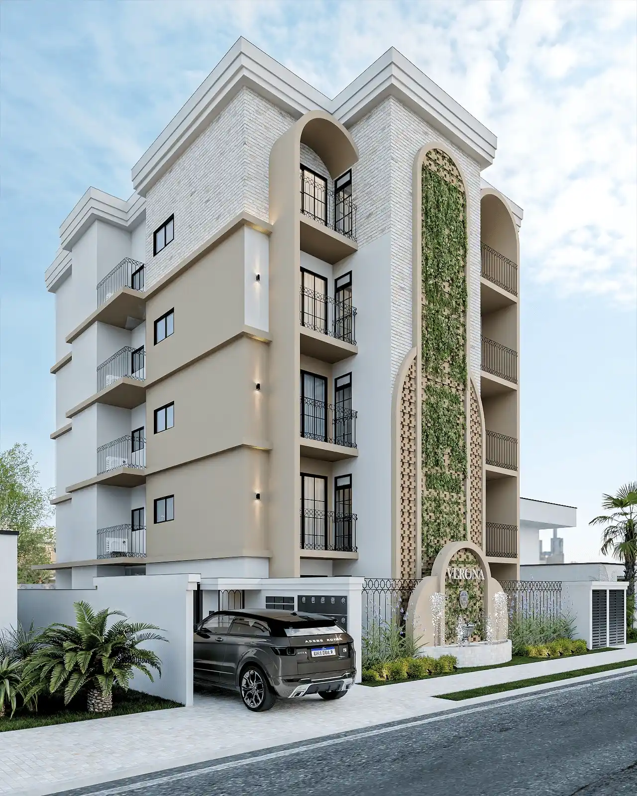 Projeto de cozinha e sala de jantar com mesa de madeira rústica e luzes pendentes.